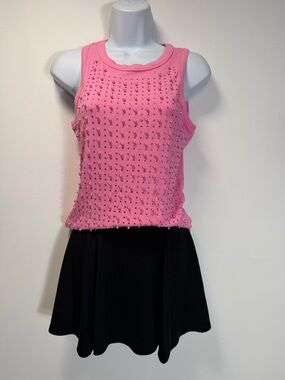 White Birch Pink Ribbed Tank Top with Label Detail